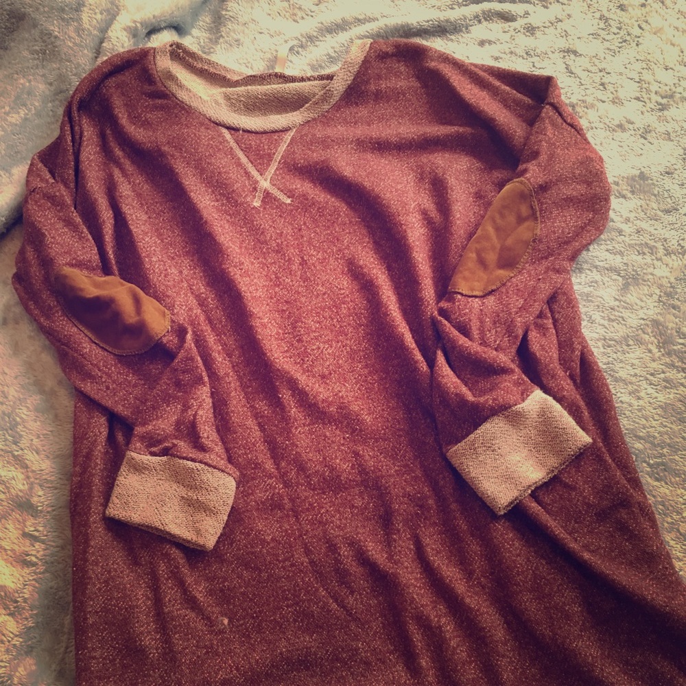 Red Sweater With Elbow Patches